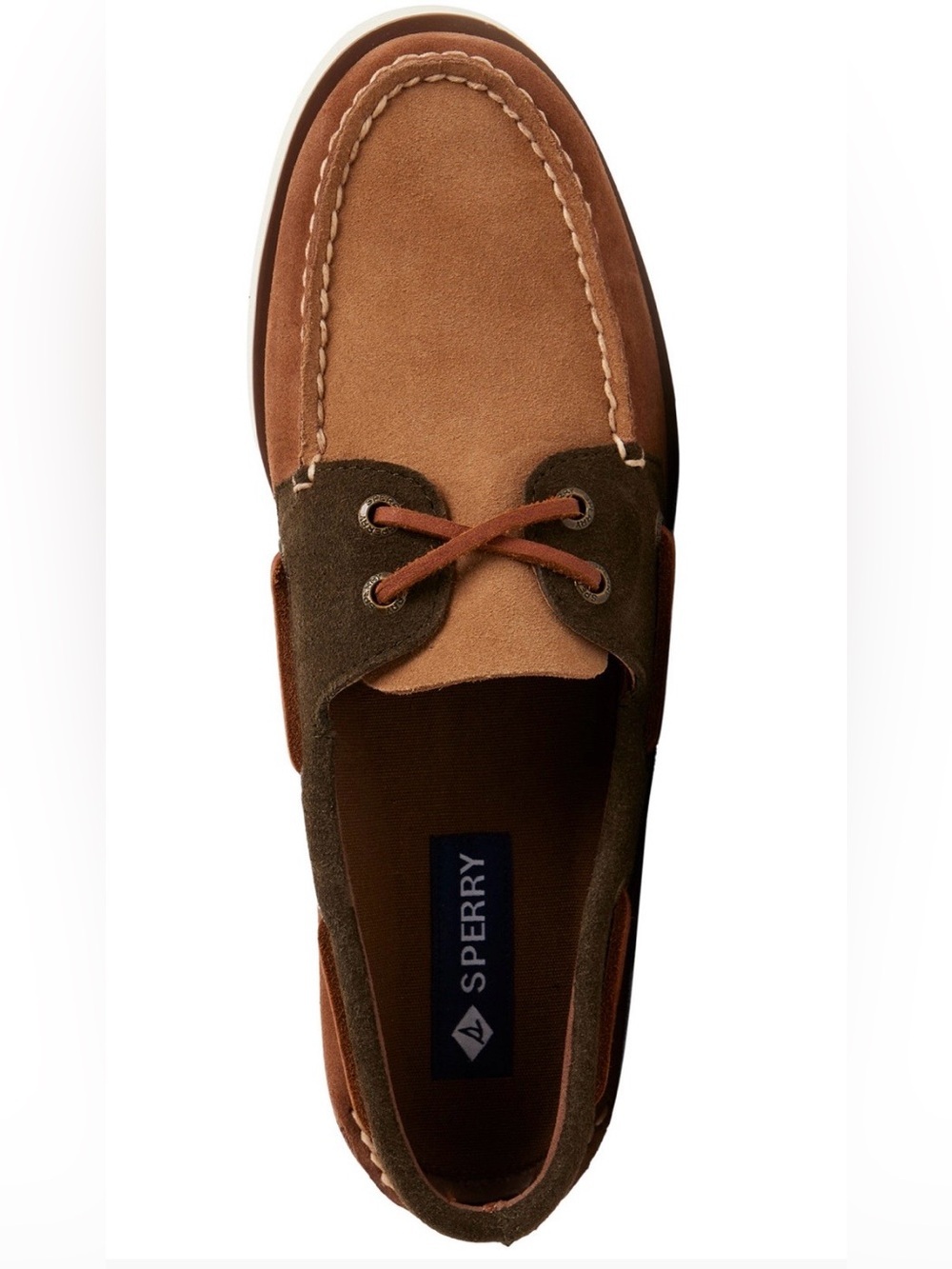 Sperry Two-Tone Brown & Tan Suede Boat Shoes Size 13 - Picture 3 of 16